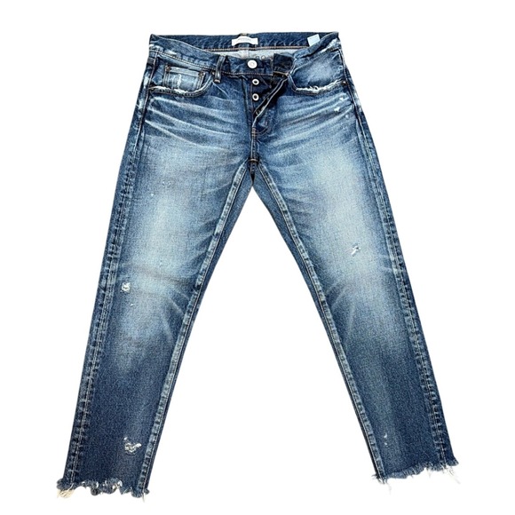 Moussy Vintage Denim - MOUSSY VINTAGE Women Distressed Denim Howa Straight Leg Jeans Blue 28 Concert
